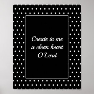 Psalm 51 White Polka Dot Christelijk Bathroom Poster