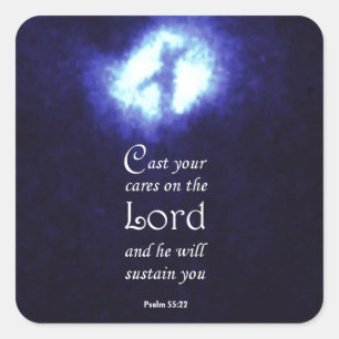 Psalm 55:22 vierkante sticker