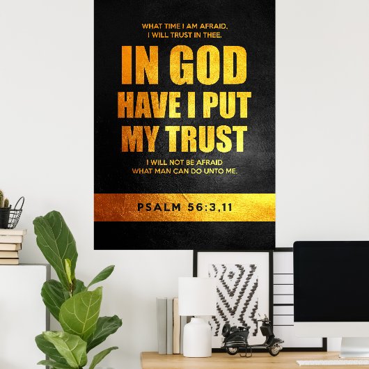 Psalm 56:3,11 Bijbelversie Poster (Thuiskantoor)