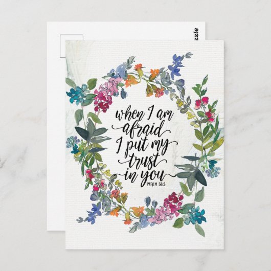 Psalm 56:3 Als ik bang ben dat ik mijn vertrouwen Briefkaart (Voorkant / Achterkant)