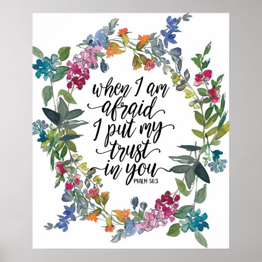 Psalm 56:3 Als ik bang ben dat ik mijn vertrouwen Poster (Voorkant)