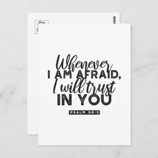 Psalm 56:3 Bijbelvers Kunst: "Ik zal op U vertrouw Briefkaart (Voorkant / Achterkant)