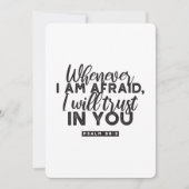 Psalm 56:3 Bijbelvers Kunst: "Ik zal op U vertrouw Feestdagenkaart (Voorkant)