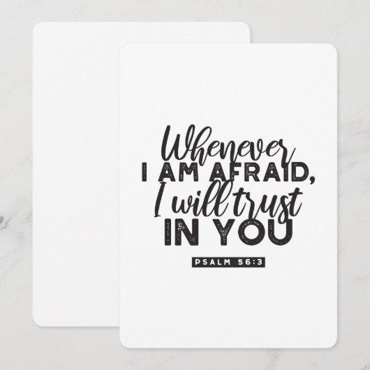Psalm 56:3 Bijbelvers Kunst: "Ik zal op U vertrouw Feestdagenkaart (Voorkant / Achterkant)
