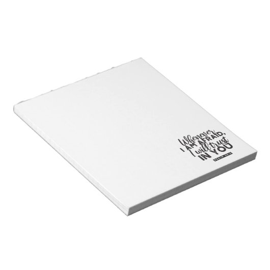 Psalm 56:3 Bijbelvers Kunst: "Ik zal op U vertrouw Notitieblok (Schuin)