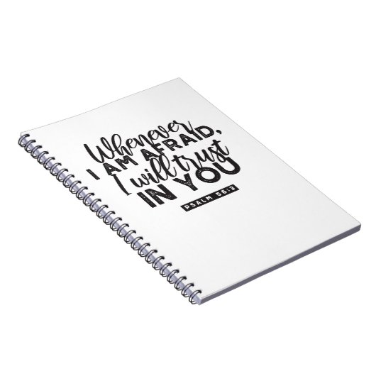 Psalm 56:3 Bijbelvers Kunst: "Ik zal op U vertrouw Notitieboek (Rechterzijde)