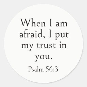 Psalm 56:3 Bijbelvers, Schrift voor Kracht,  Ronde Sticker