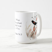 Psalm 56:3 De Bijbel vertrouwt op u, merels Koffiemok (Voorkant rechts)
