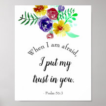 Psalm 56:3 When I am afraid Bible Verse Watercolor