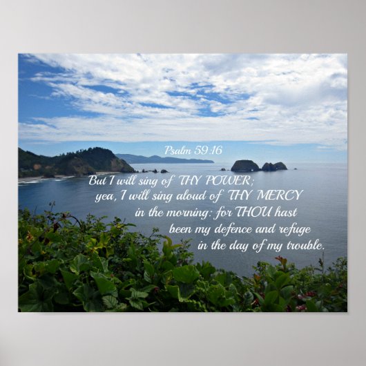Psalm 59:16, maar ik zal uw macht zingen; poster (Voorkant)