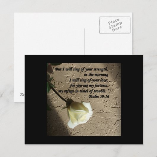 Psalm 59:16 White Rose Briefkaart (Voorkant / Achterkant)