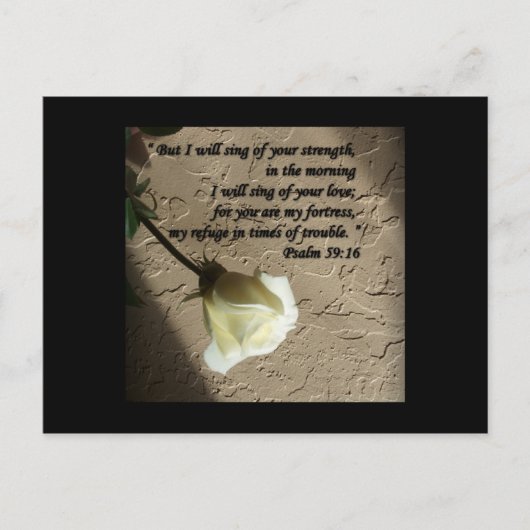 Psalm 59:16 White Rose Briefkaart (Voorkant)