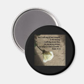 Psalm 59:16 Wit Roos Magneet (Voorkant / Achterkant)