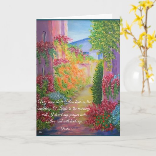 Psalm 5:3-kaart kaart (Gele Bloem)