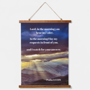 Psalm 5:3 Sunrise Bible Verse Hangend Wandkleed