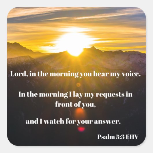 Psalm 5 Verse bijbelstand Vierkante Sticker (Voorkant)