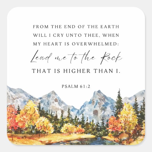 Psalm 61:2 Als mijn hart overstuur is Vierkante Sticker (Voorkant)