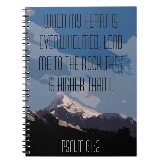 Psalm 61:2 Bijbel Verse Quote Mountain Grafisch Notitieboek (Voorkant)