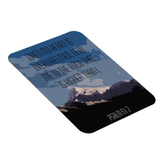 Psalm 61:2 Bijbel Verse Quote Mountain Graphic Magneet (Rechterzijde)