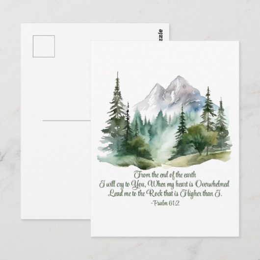 Psalm 61:2 Leid mij naar de berg van de Schrift Briefkaart (Voorkant / Achterkant)