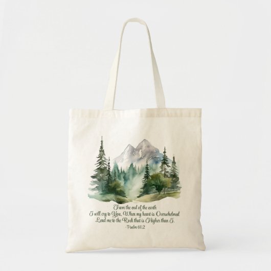 Psalm 61:2 Leid mij naar de berg van de Schrift Tote Bag (Voorkant)