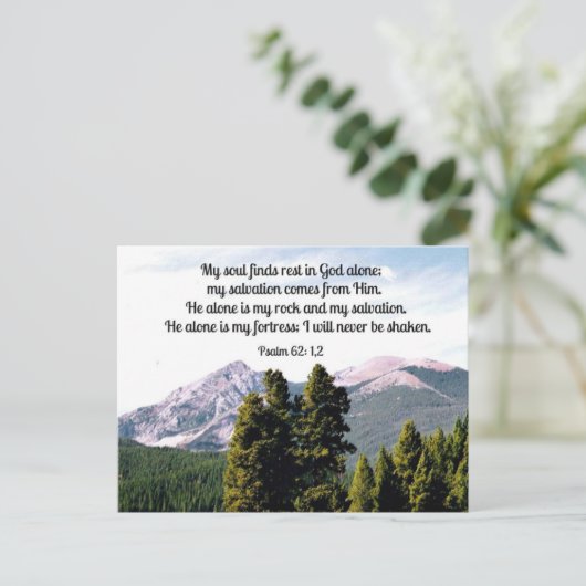 Psalm 62:1,2 briefkaart (Staand voorkant)