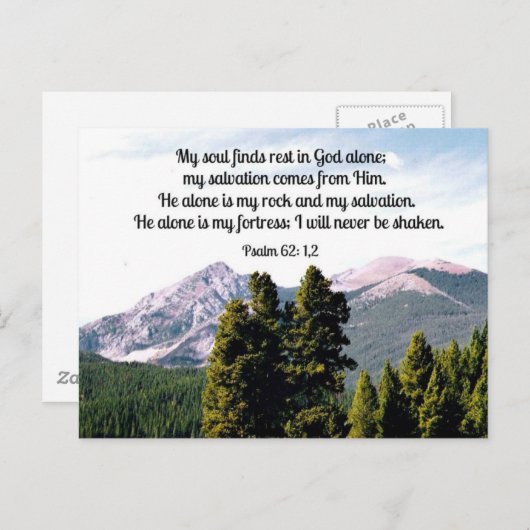 Psalm 62:1,2 briefkaart (Voorkant / Achterkant)