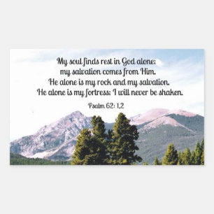 Psalm 62:1,2 rechthoekige sticker
