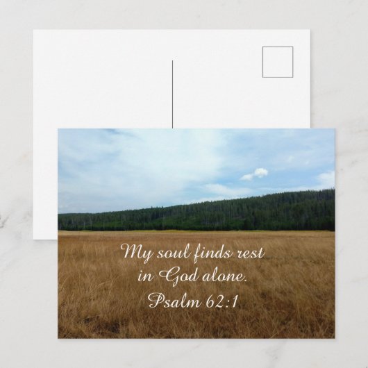 Psalm 62:1 Mijn ziel vindt rust in God alleen. Briefkaart (Voorkant / Achterkant)
