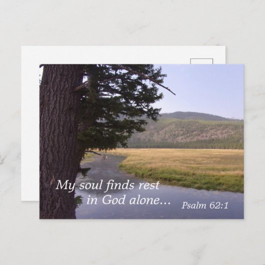 Psalm 62:1 Mijn ziel vindt rust in God alleen. Briefkaart (Voorkant / Achterkant)