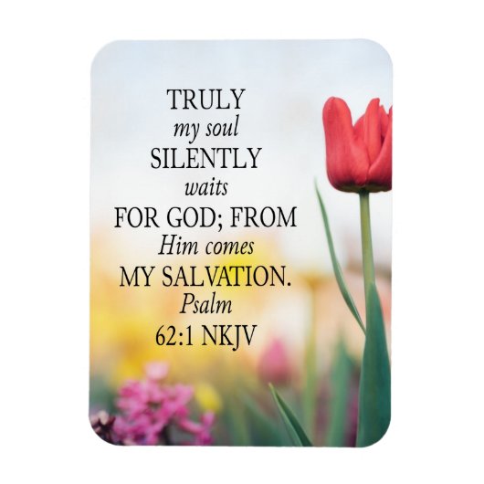 Psalm 62:1 NKJV op Afbeeldingsachtergrond Magneet (Verticaal)