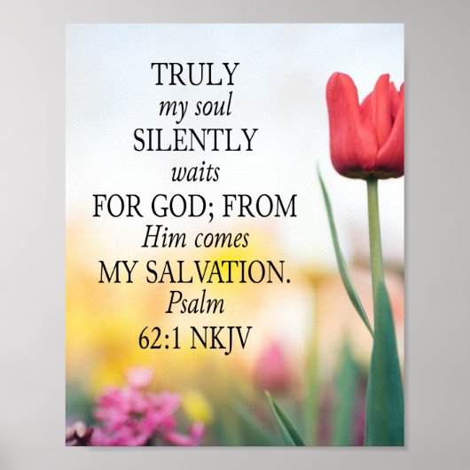 Psalm 62:1 NKJV op afbeeldingsachtergrond Poster (Voorkant)