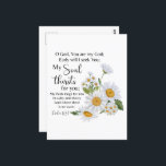 Psalm 63:1 Bijbeltekst Kamille bloemen Briefkaart<br><div class="desc">O God,  U bent mijn God; vroeg zal ik U zoeken; mijn ziel dorst naar U; mijn vlees verlangt naar U in een droog en dorstig land waar geen water is." — Psalm 63:1 Bijbelse Schrift met Waterverf Kamillebloemen Ontwerp.</div>