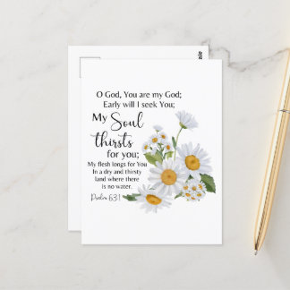 Psalm 63:1 Bijbeltekst Kamille bloemen Briefkaart