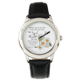 Psalm 63:1 Bijbeltekst Kamille bloemen Horloge