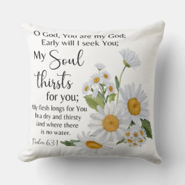 Psalm 63:1 Bijbeltekst Kamille bloemen Kussen