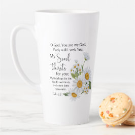 Psalm 63:1 Bijbeltekst Kamille bloemen Latte Mok
