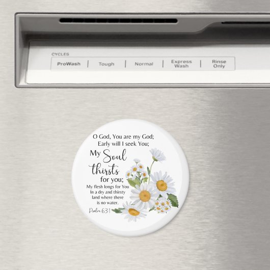 Psalm 63:1 Bijbeltekst Kamille bloemen Magneet (Insitu (Vaatwasser))