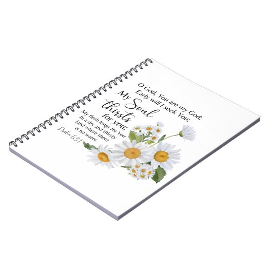 Psalm 63:1 Bijbeltekst Kamille bloemen Notitieboek (Linkerzijde)