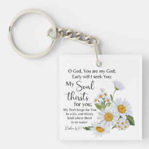 Psalm 63:1 Bijbeltekst Kamille bloemen Sleutelhanger