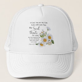 Psalm 63:1 Bijbeltekst Kamille bloemen Trucker Pet