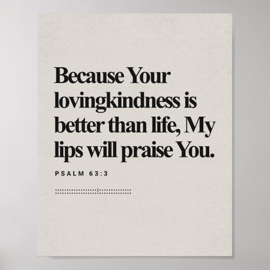 Psalm 63:3 - Gods liefdevolle vriendelijkheid Schr Poster (Voorkant)