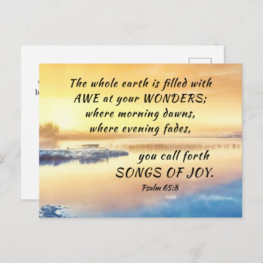 Psalm 65:8 U roept Liederen van Vreugde Bijbel Ver Briefkaart (Voorkant / Achterkant)