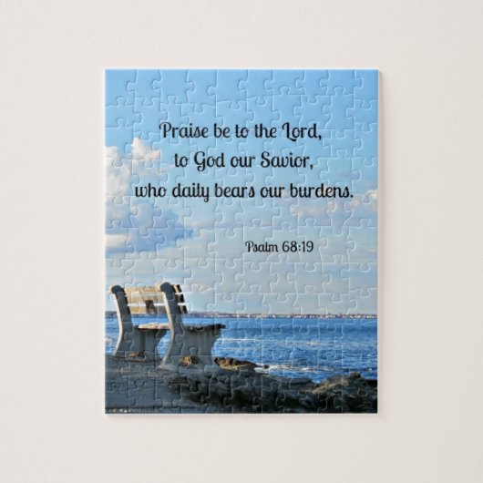Psalm 68:19 Pereer aan de Heer, aan God... Legpuzzel (Verticaal)