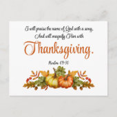 Psalm 69:30 Thanksgiving Schrift Pompoen Herfst Feestdagenkaart (Voorkant)