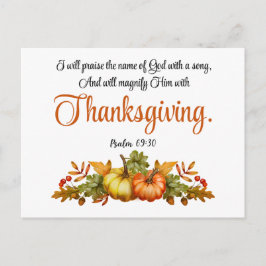 Psalm 69:30 Thanksgiving Schrift Pompoen Herfst Feestdagenkaart