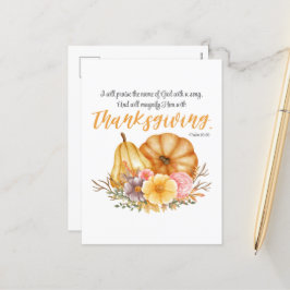 Psalm 69:30 Thanksgiving vers Pompoen Herfst Bloem Feestdagenkaart