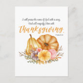Psalm 69:30 Thanksgiving vers Pompoen Herfst Bloem Feestdagenkaart (Voorkant)
