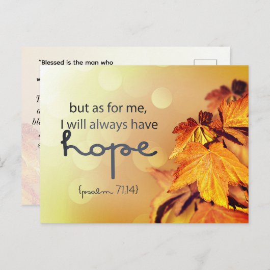 Psalm 71:14 Ik zal altijd HOPE Maple Leaves hebben Briefkaart (Voorkant / Achterkant)