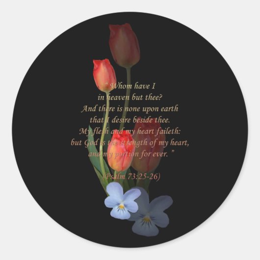 Psalm 73: 25-26 Tulpen Ronde Sticker (Voorkant)